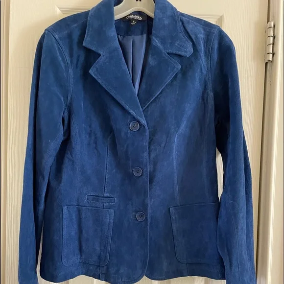 Chadwicks Blue Suede Blazer- Sz 6 - Picture 1 of 8